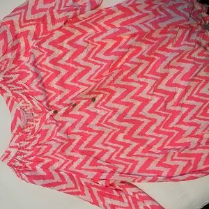 Lily Pulitzer white and pink chevron blouse